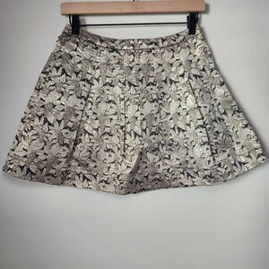 Lovers + Friends | Jacquard Metallic Gold Floral Mini Skirt - Size S